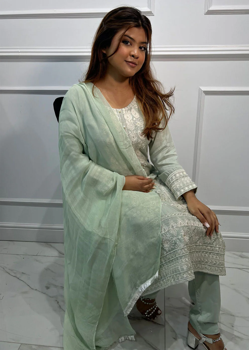 HK266 Dune - Mint Readymade Linen Suit - Image 3