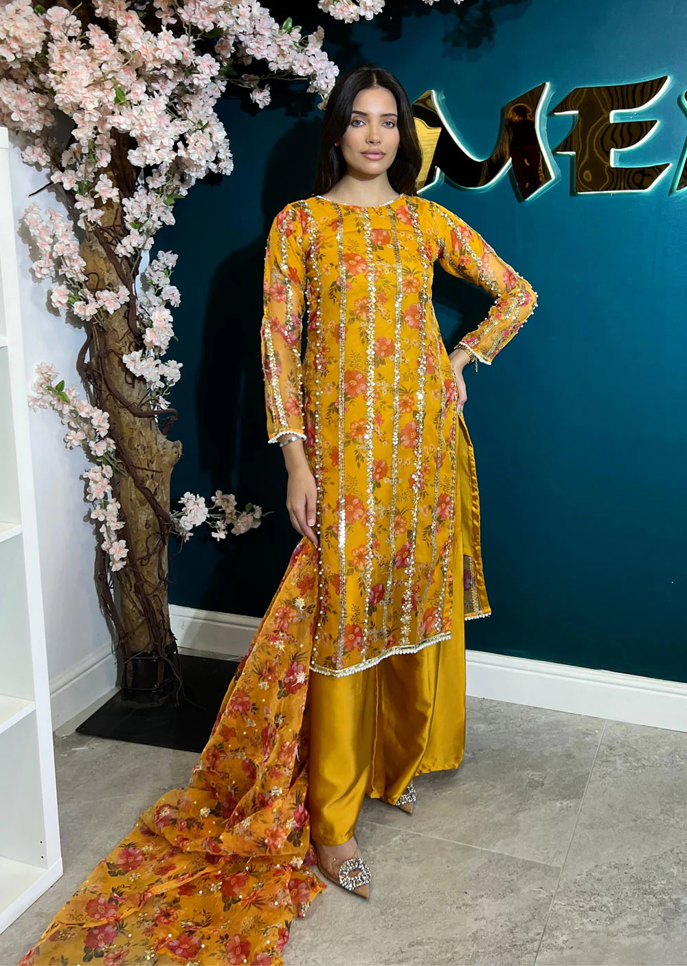 HK269 Zarifa - Readymade Organza Suit - Image 19