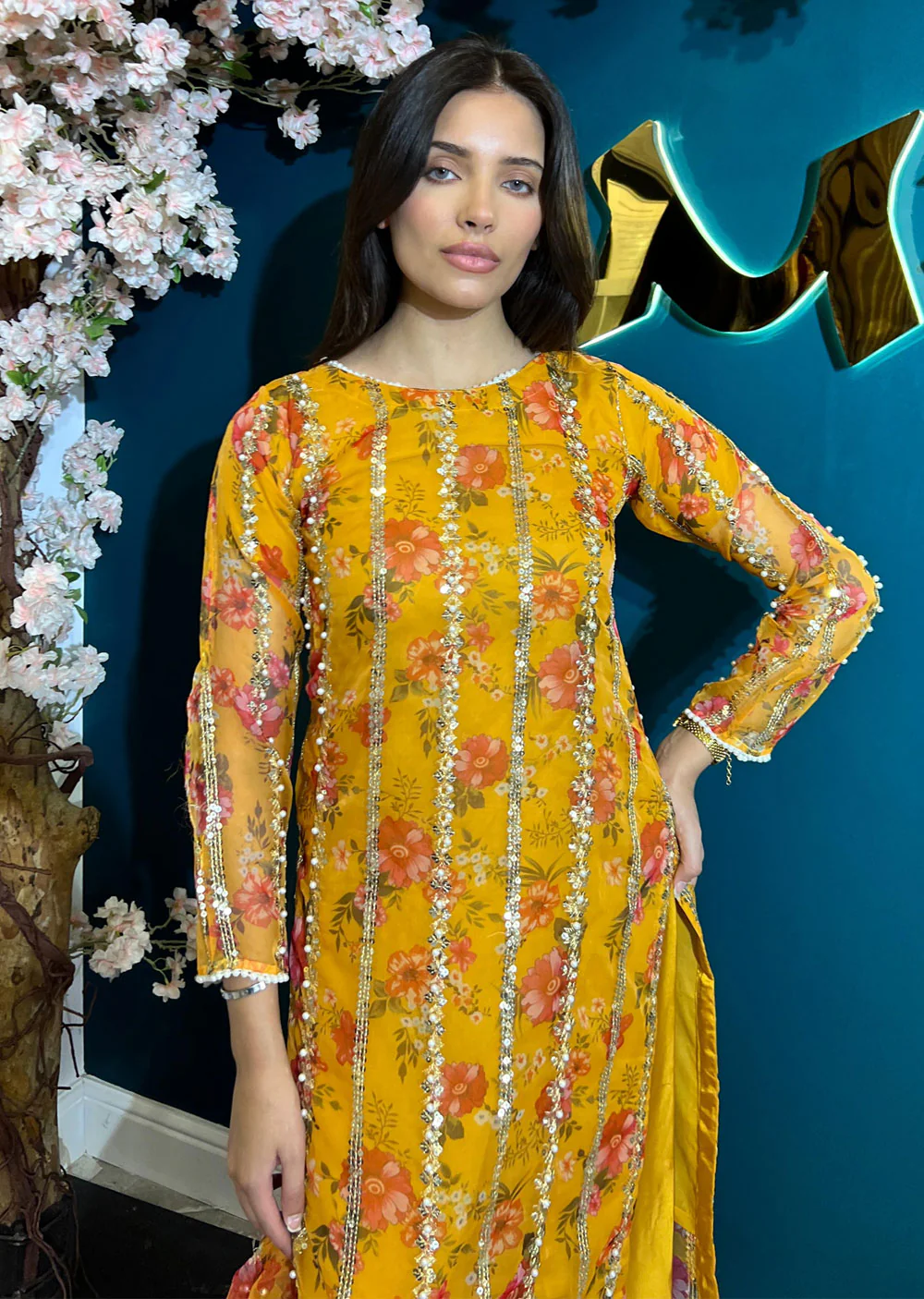 HK269 Zarifa - Readymade Organza Suit - Image 21