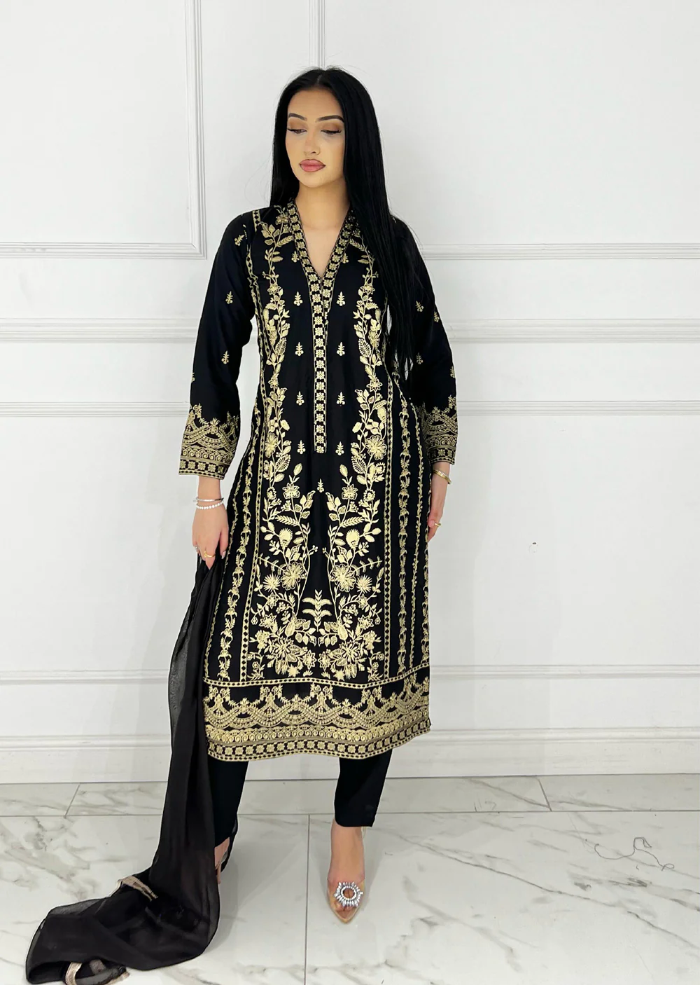 HK297 - Black - Readymade - Mother & Daughter Linen Outfit 2025 - Image 3
