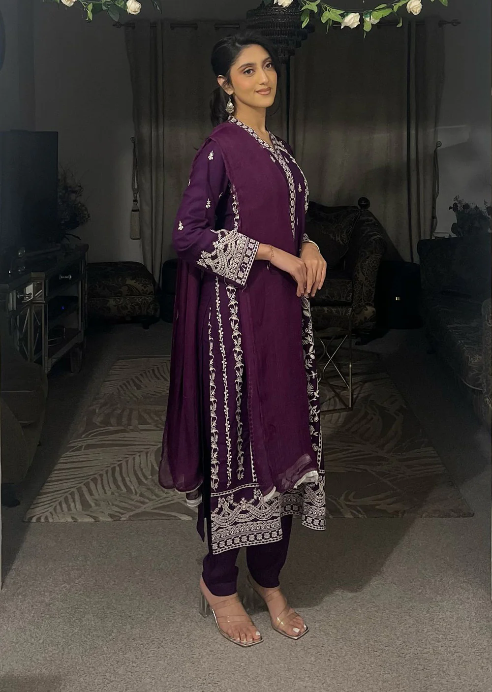 HK297 - Purple - Readymade - Mother & Daughter Linen Outfit 2025 - Image 3