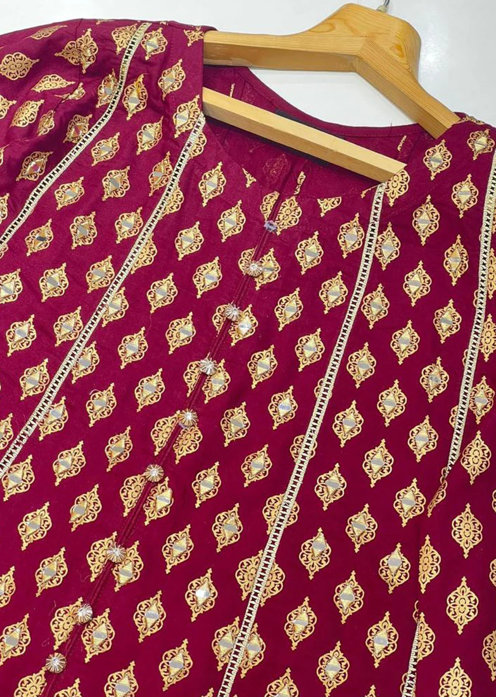 HK59 Sheesha - Readymade Linen Mother & Daughter Mirror Suit - Image 10