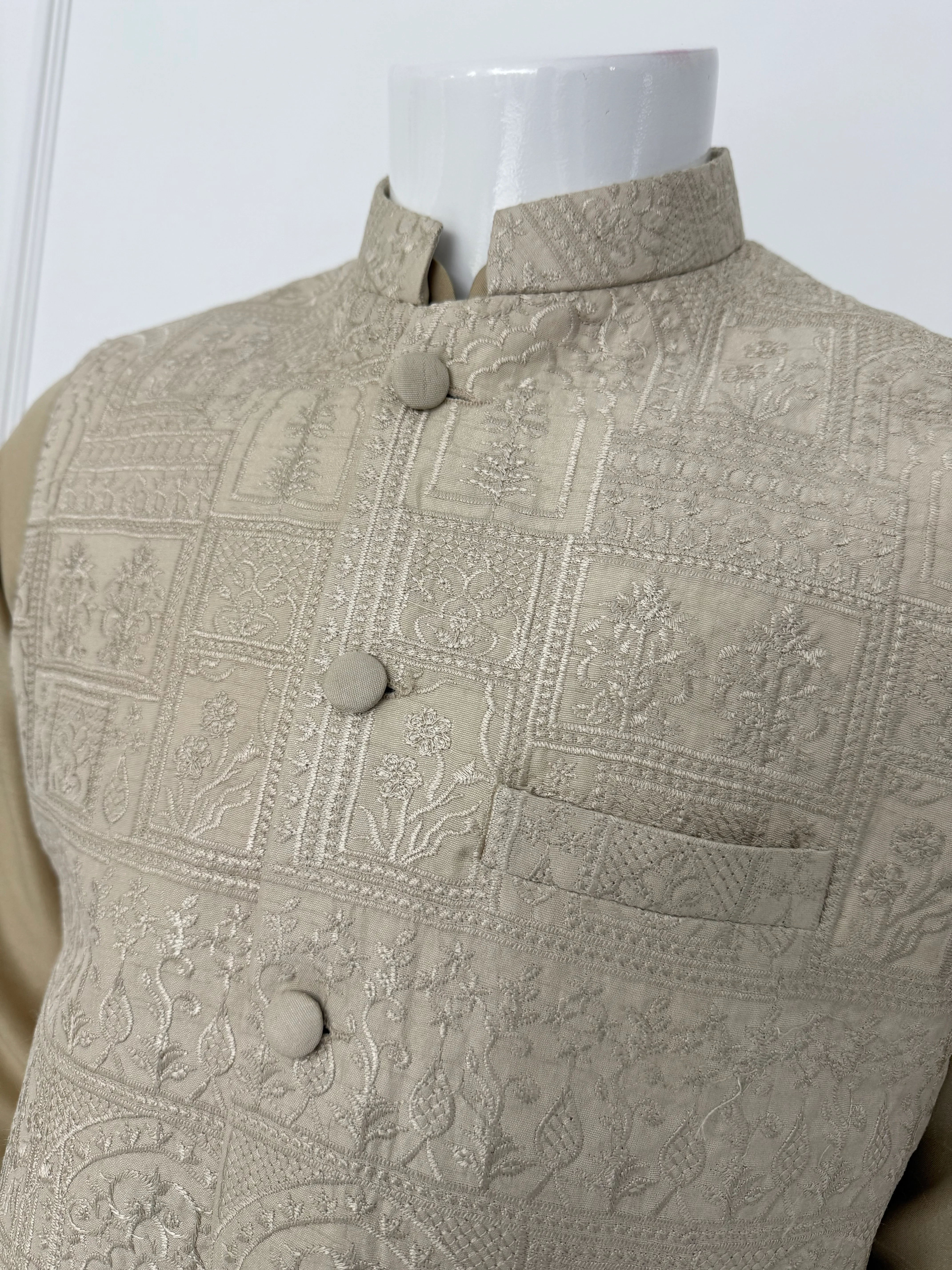 HKF101 Mens Beige Wedding Outfit - Image 2
