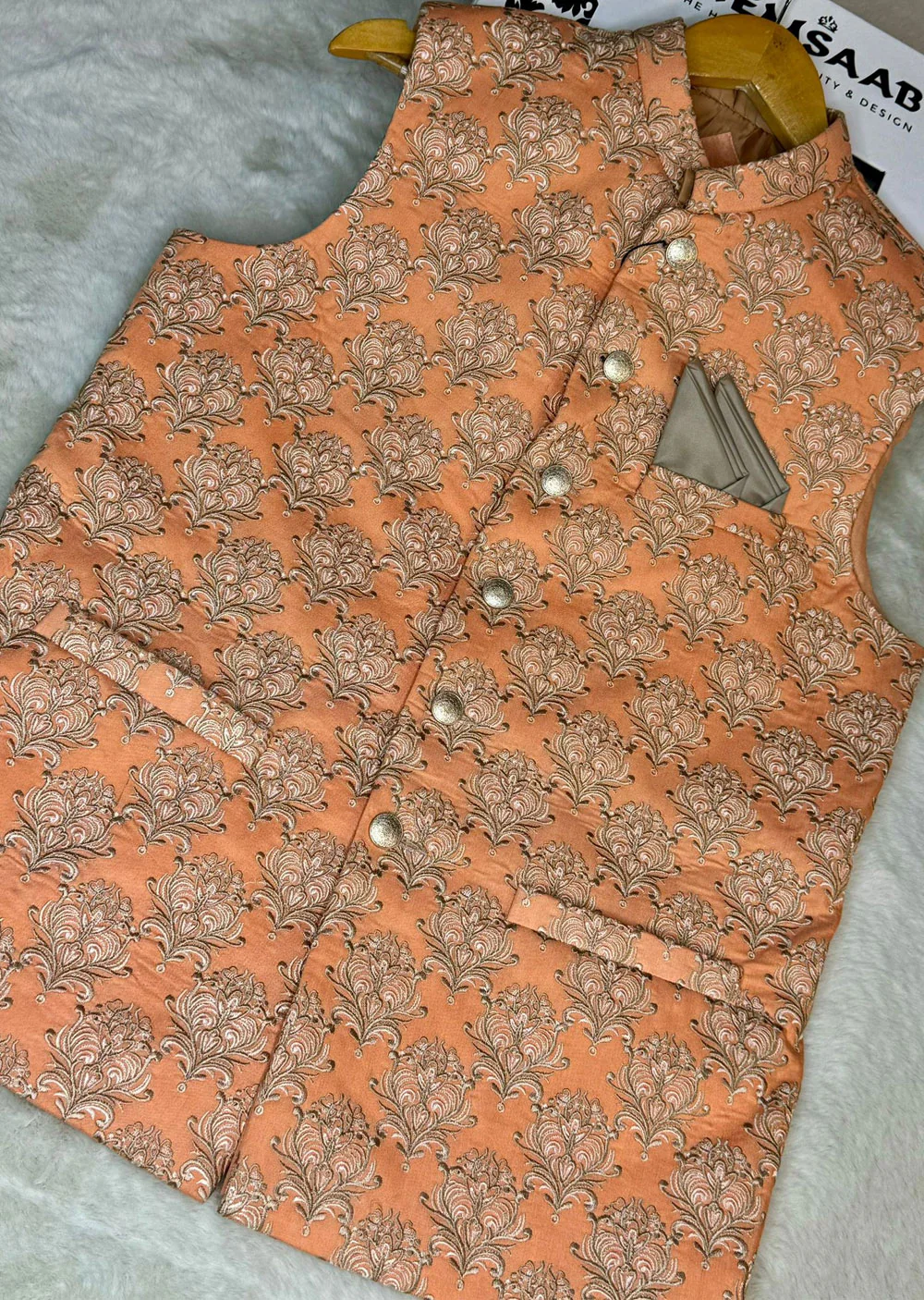 HM-48 Mens Premium Peach Waistcoat