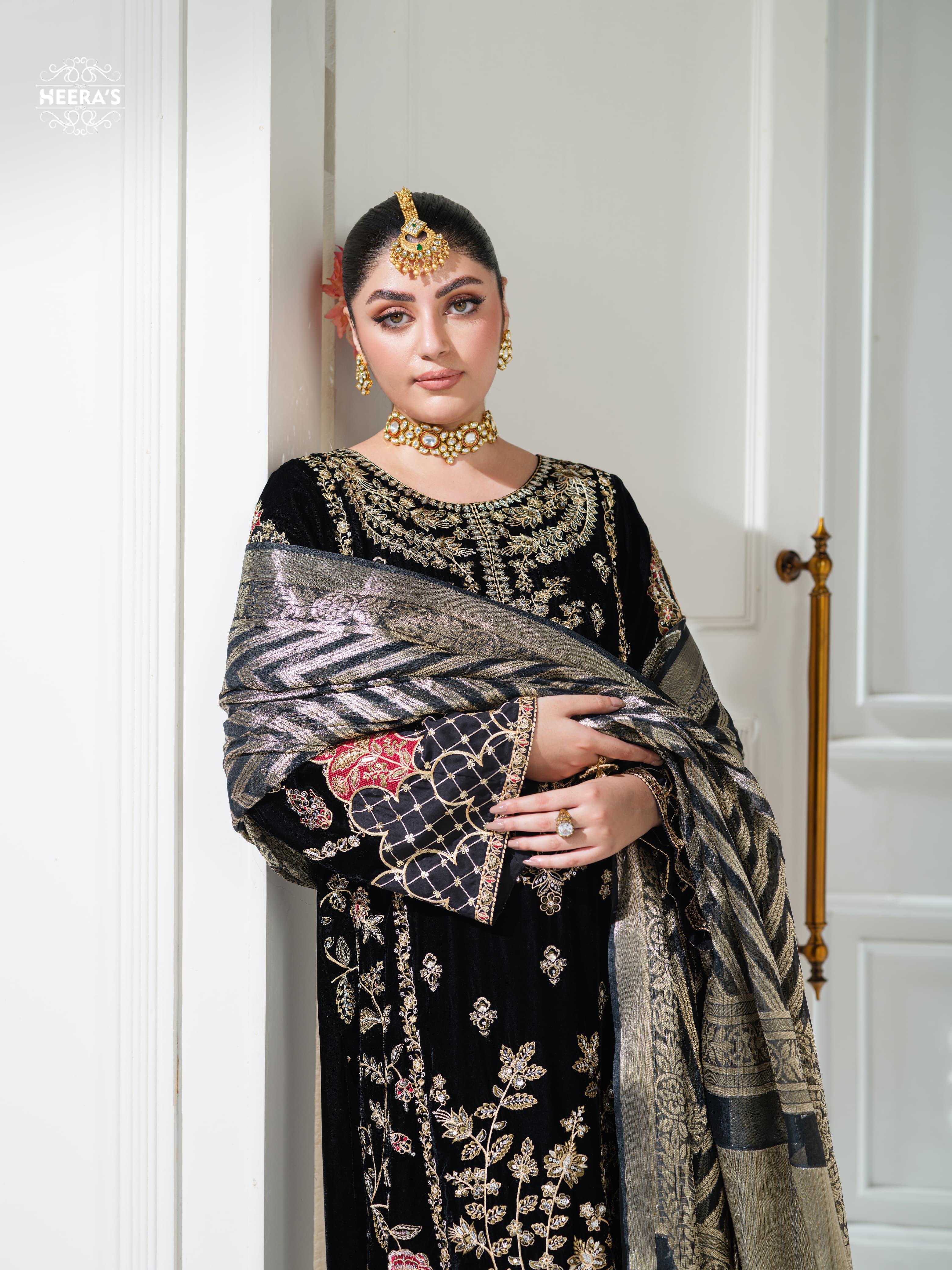 HSS-1153 - Readymade Luxury Velvet Heeras Suit - Image 5
