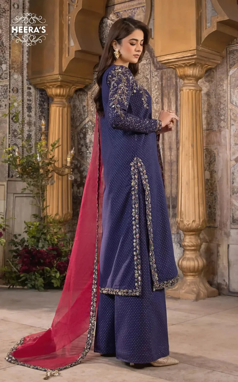 HSS-366- Readymade NYRA BLUE GOLD Heeras Suit - Image 4