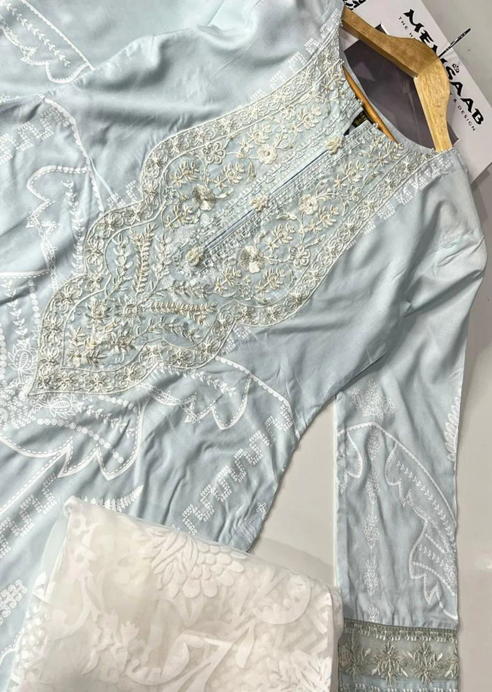 HSS-68 Light Blue Readymade Cotton Suit - Image 2