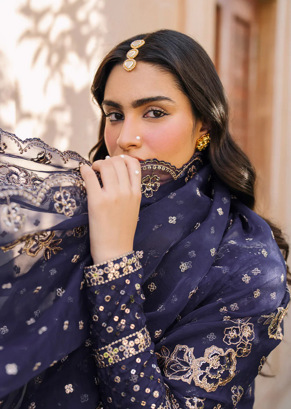 IZKN-01  Navy - Readymade - Bandhani Chiffon Collection by Iznik 2025 - Image 2