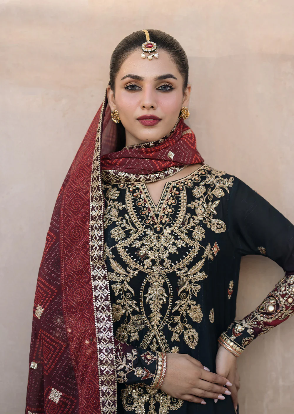 IZKN-06 - Black - Readymade - Bandhani Chiffon Collection by Iznik 2025 - Image 4
