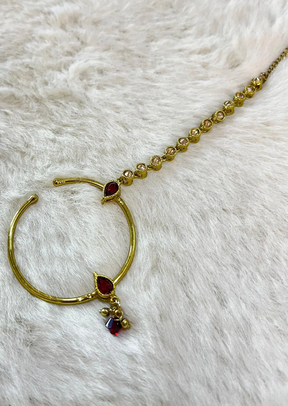 JBM-71 - Nose ring Maroon and Gold