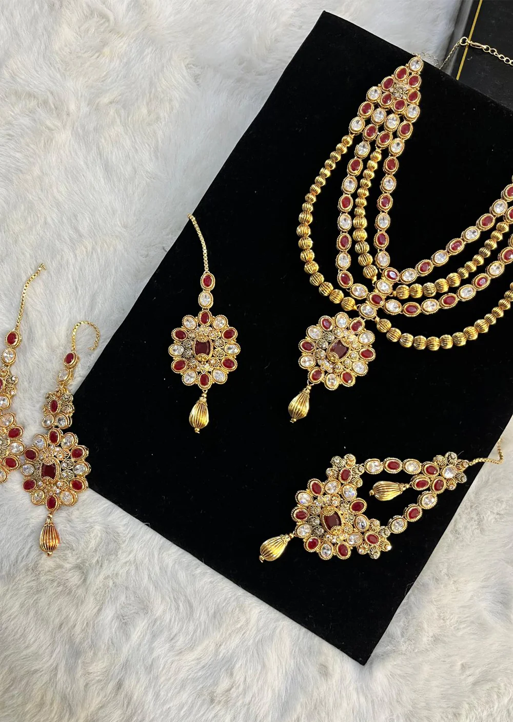 JBM34 Gold Plated with Red Silver choker Set