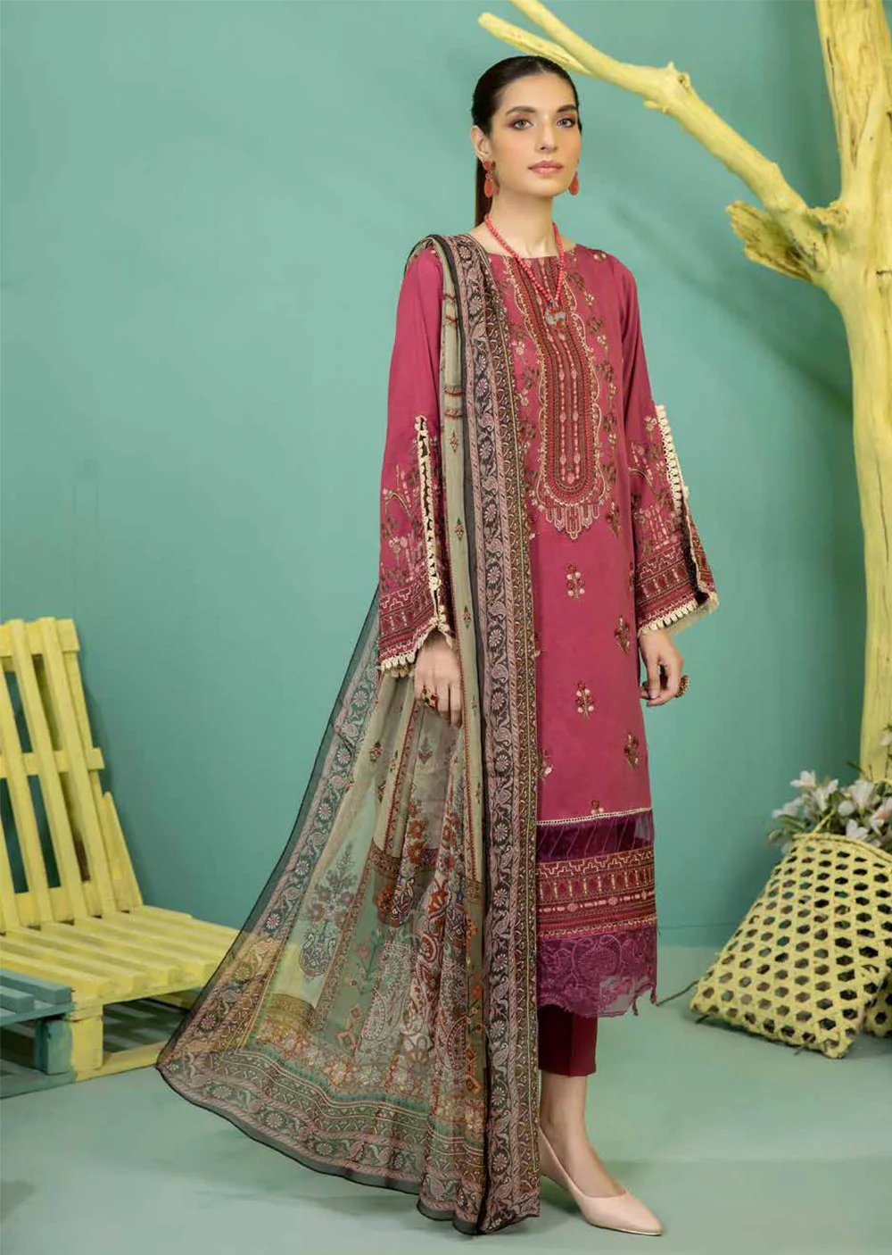 JR-408 - Unstitched - BlueBell Embroidered Cotrai Lawn Collection By Johra 2022