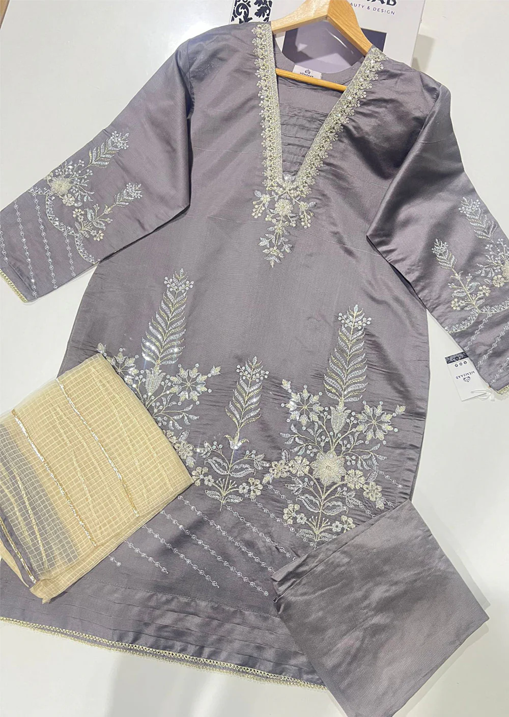 KLD1014 Rosaylin - Readymade Khadi Net Suit - Image 4
