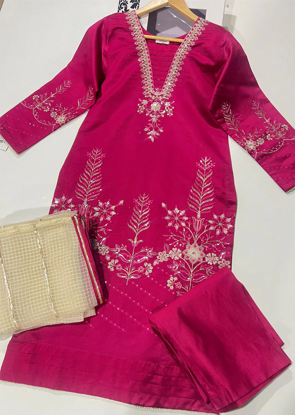 KLD1014 Rosaylin - Readymade Khadi Net Suit - Image 8