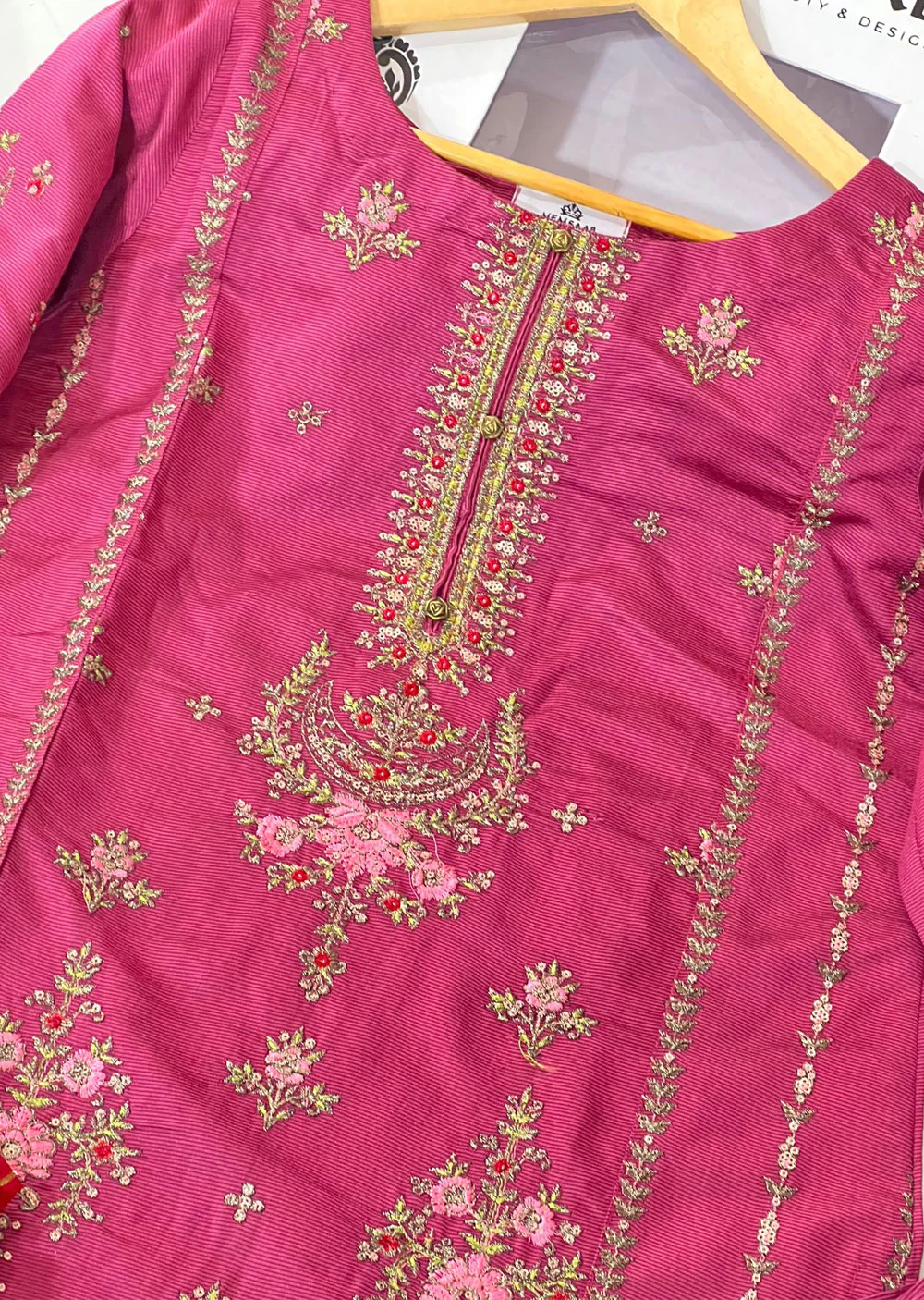 KLD302 Sanaya - Pink Readymade Khadi Net Suit - Image 5