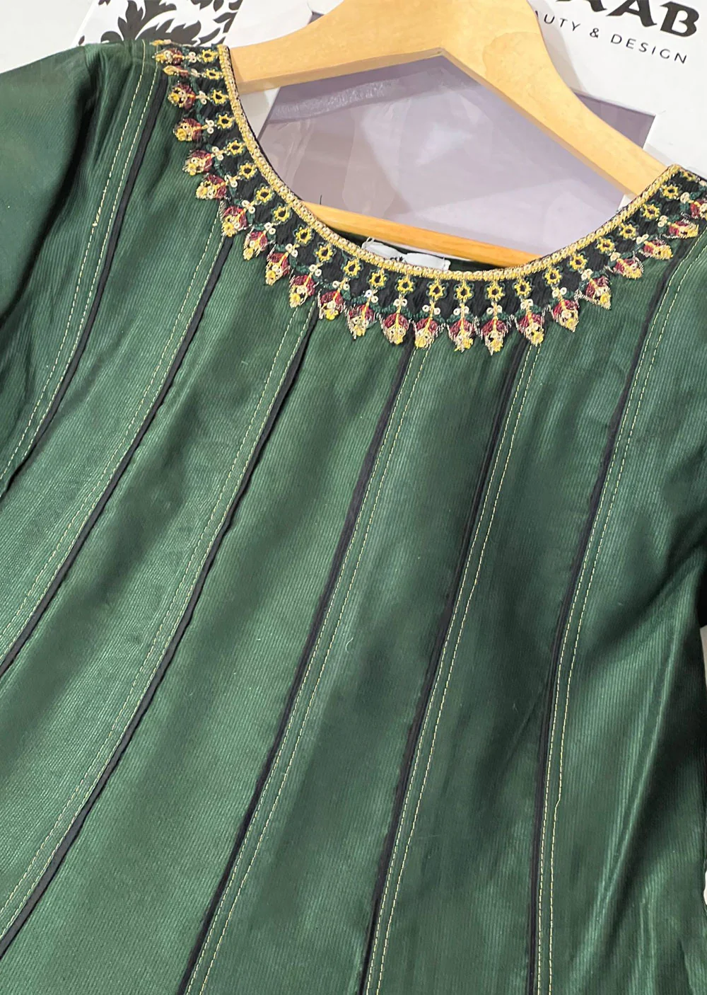 KLD306 Liyana - Green Readymade Khadi Net Suit - Image 5