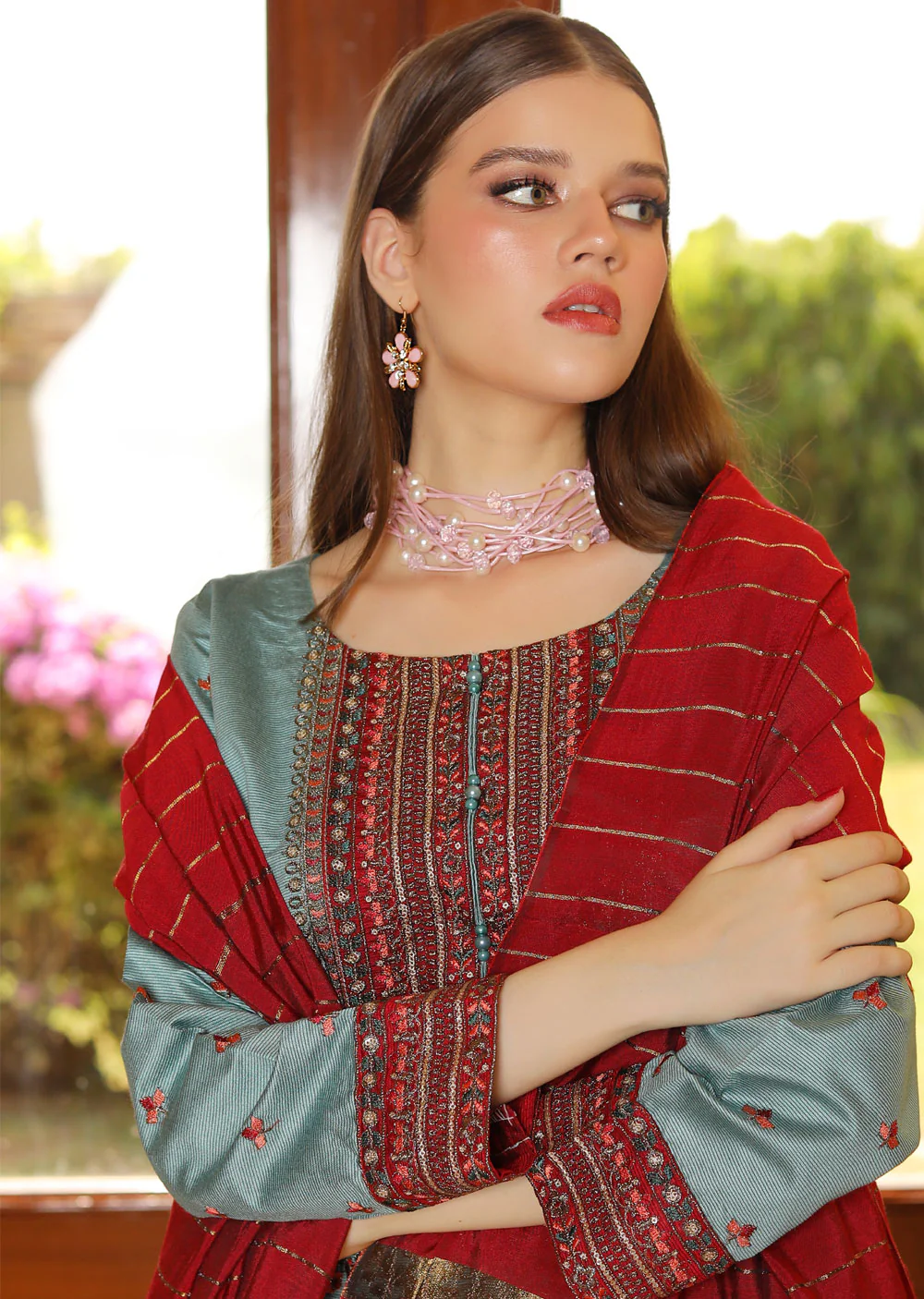 KLD310 Aaria - Blue Readymade Khadi Net Suit - Image 3