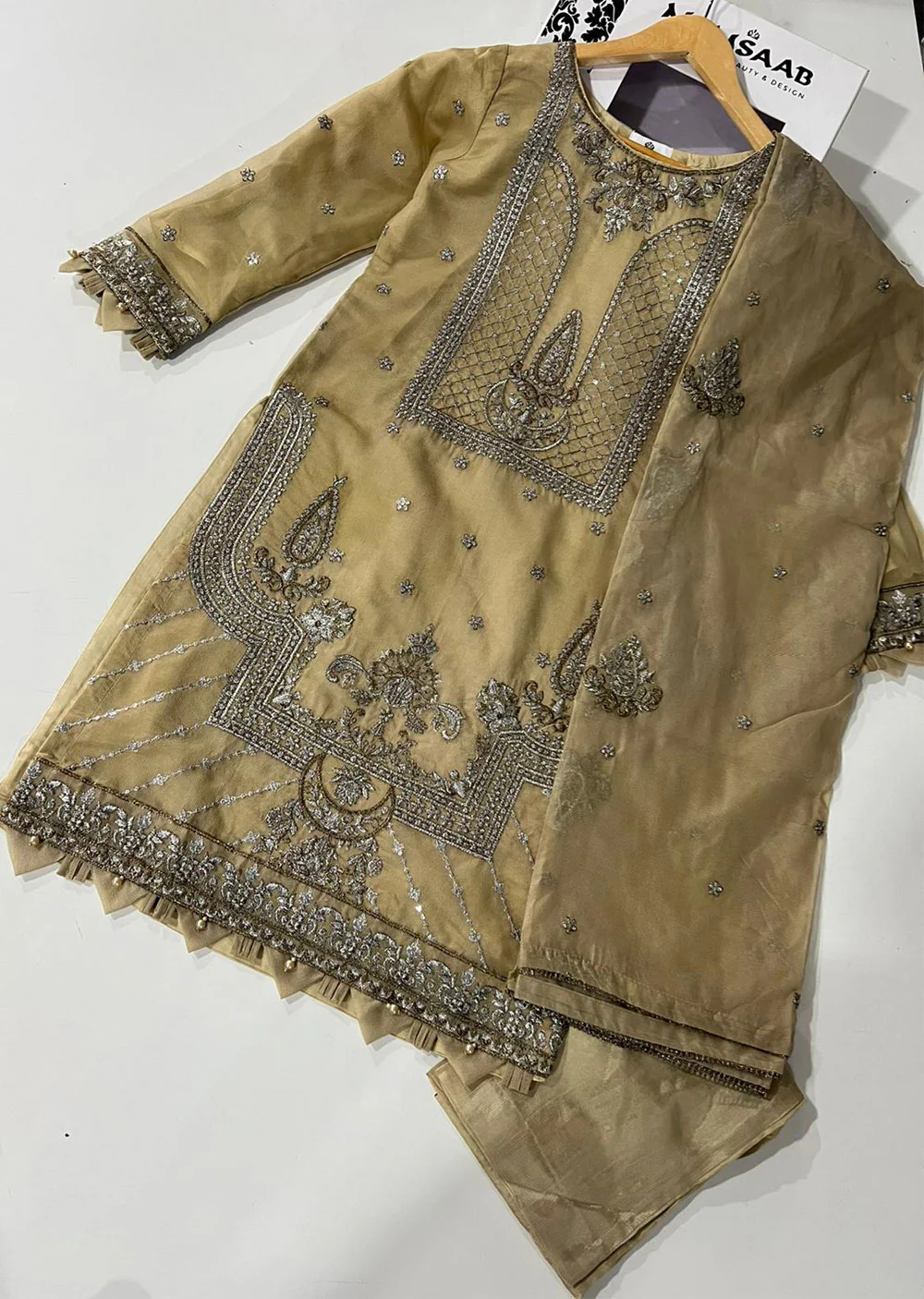 KLD325 / KLD 1030 Nifa - Gold Readymade Cotton net suit - Image 5