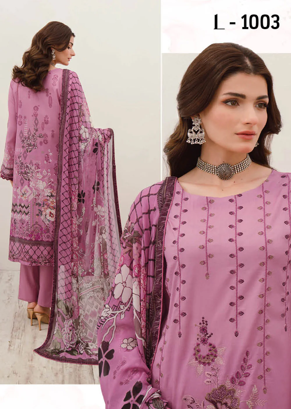 L-1003-R - Readymade - Ramsha Mashaal Luxury Lawn Vol - 10 2024 - Image 2