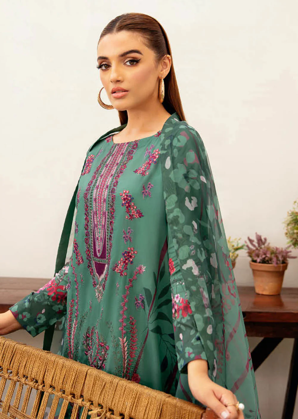 L-1202-R - Readymade - Ramsha Mashaal Luxury Lawn Vol 12 2024 - Image 2