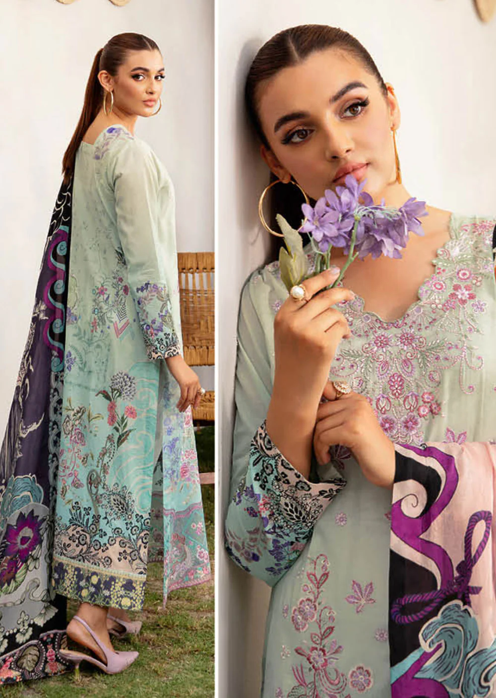 L-1206-R - Readymade - Ramsha Mashaal Luxury Lawn Vol 12 2024 - Image 2
