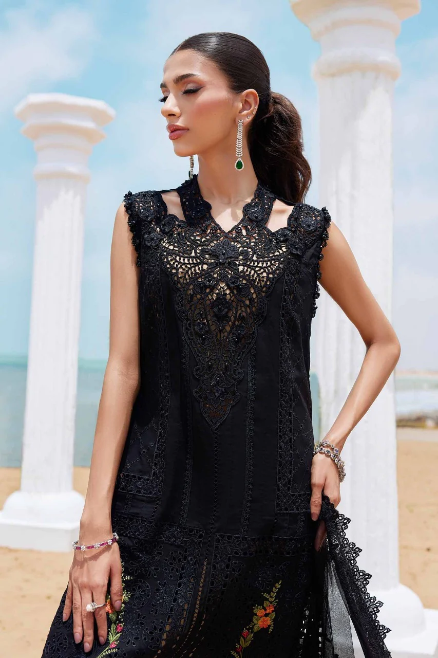 MBEL-01-D-Unstitched Embroidered Lawn Suit Maria B 2025 - Image 4