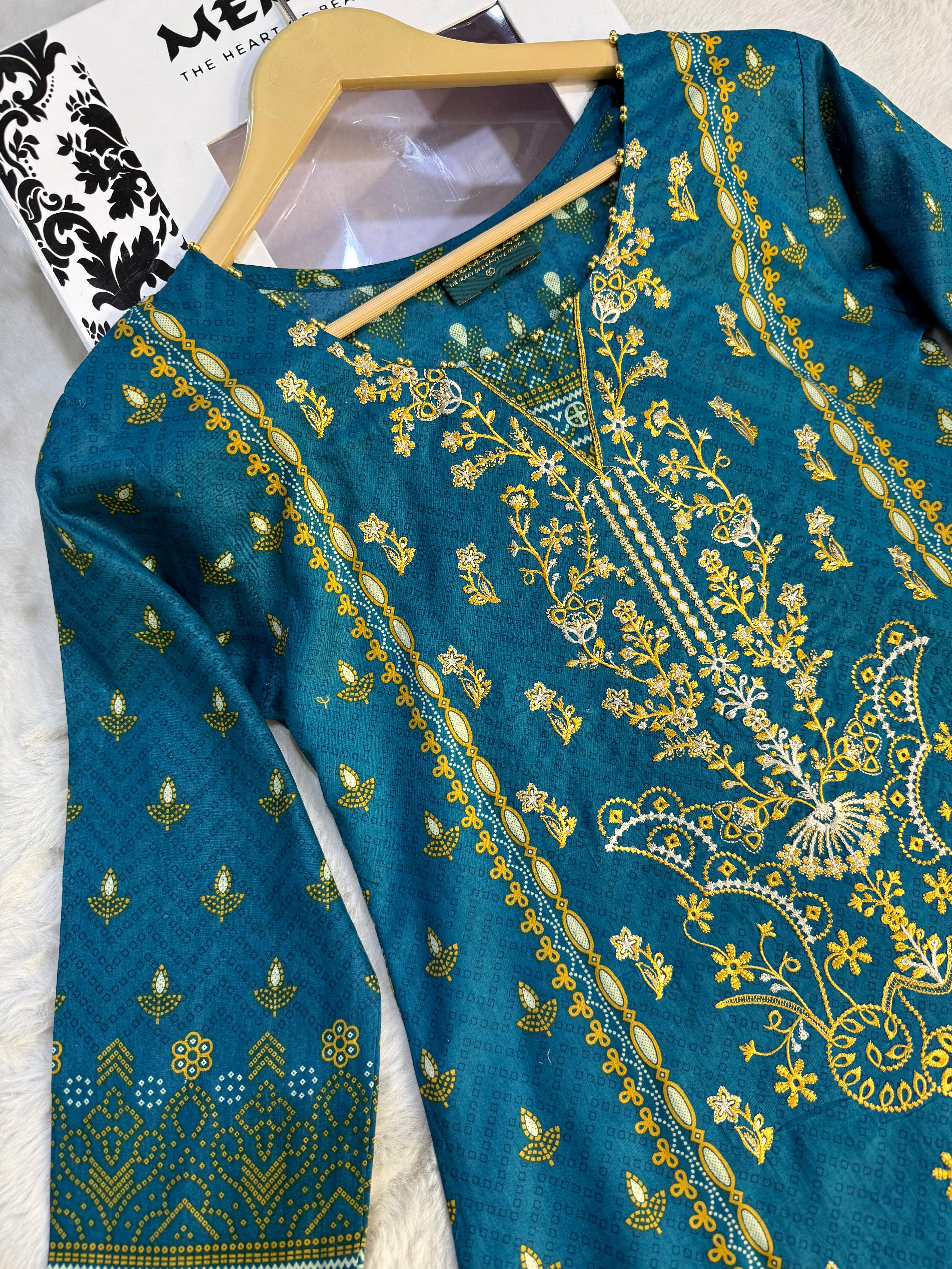 MDNA-04 - Teal Embroidered Lawn Outfit - Image 2