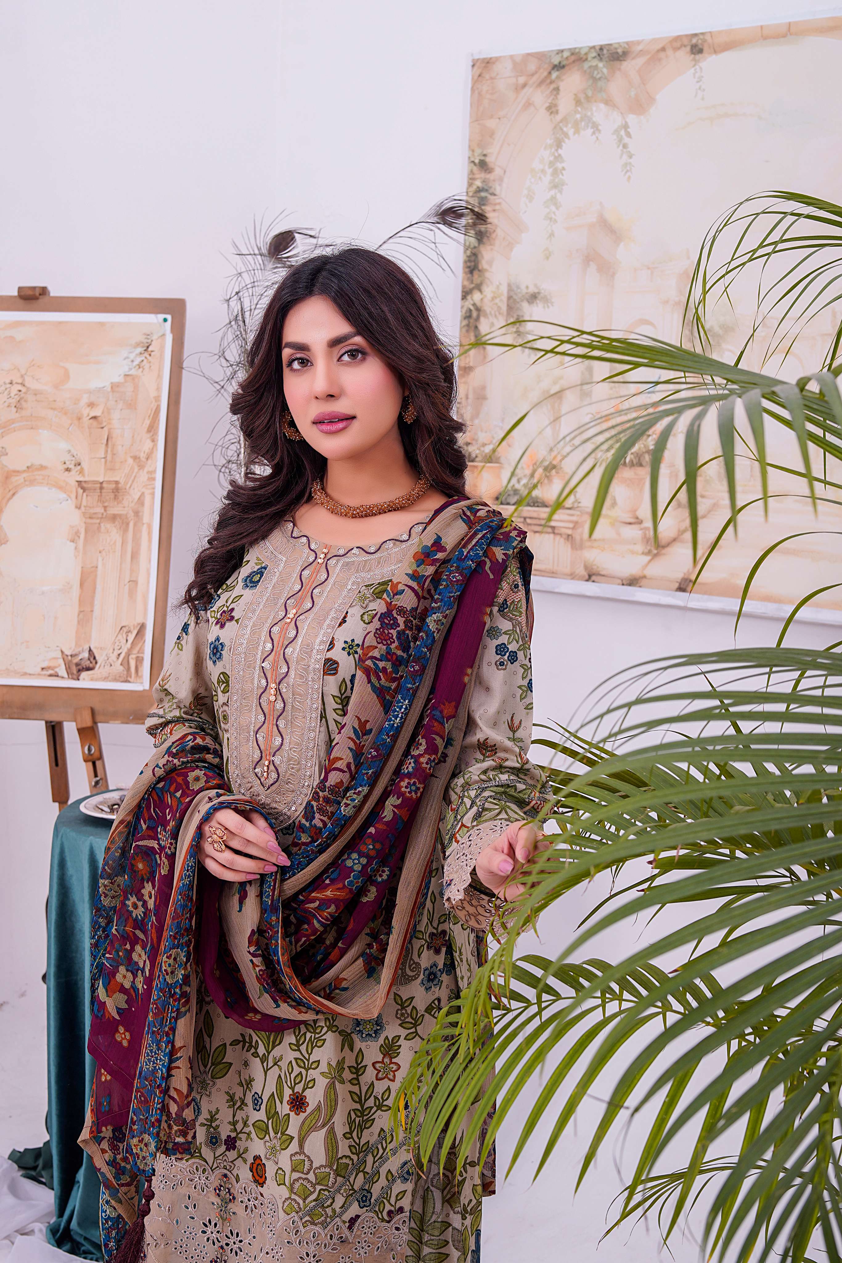 MDNA-05 - Grey Embroidered Lawn Outfit - Image 8