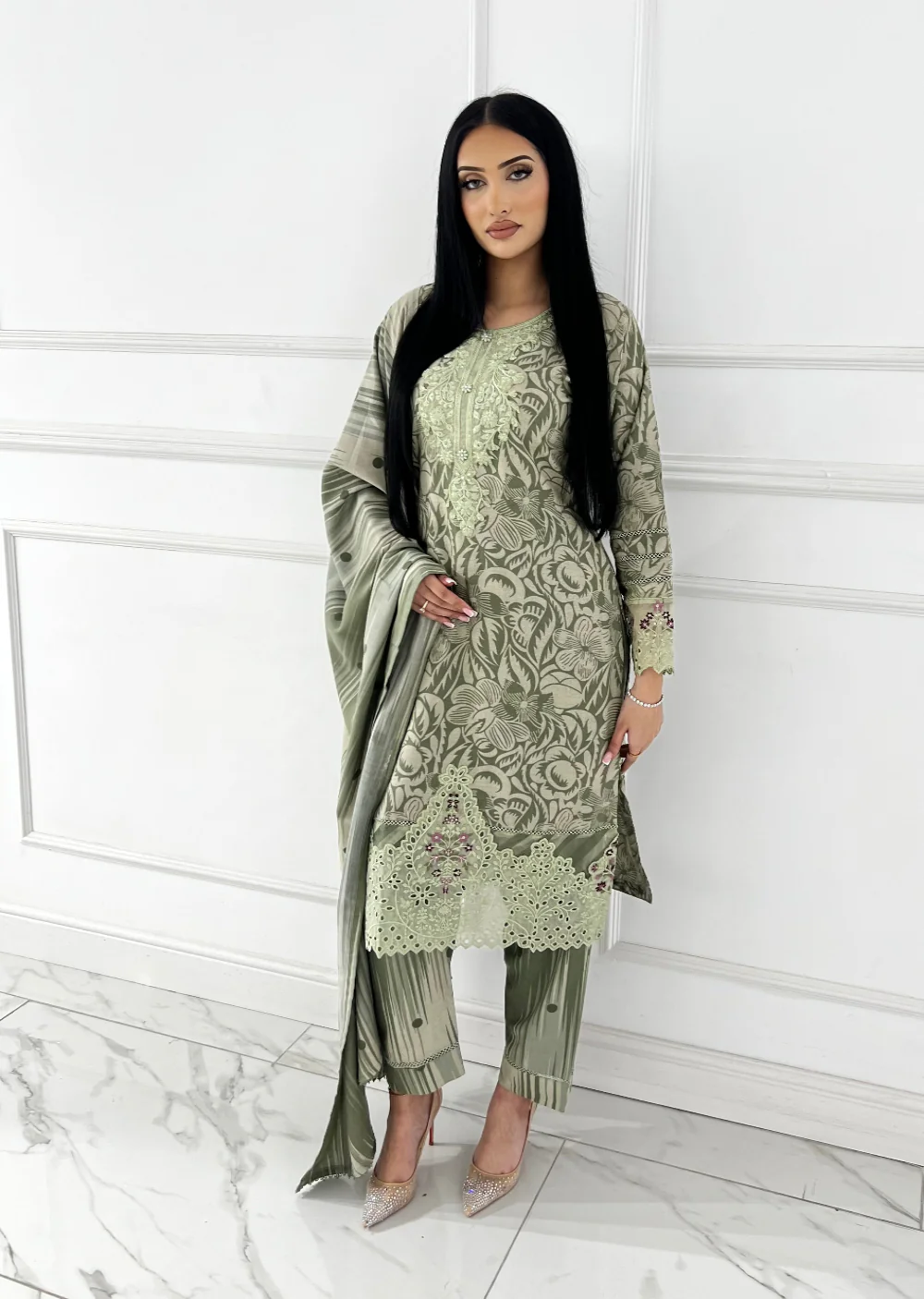 MDNA-27 - Readymade Embroidered Dhanak Outfit