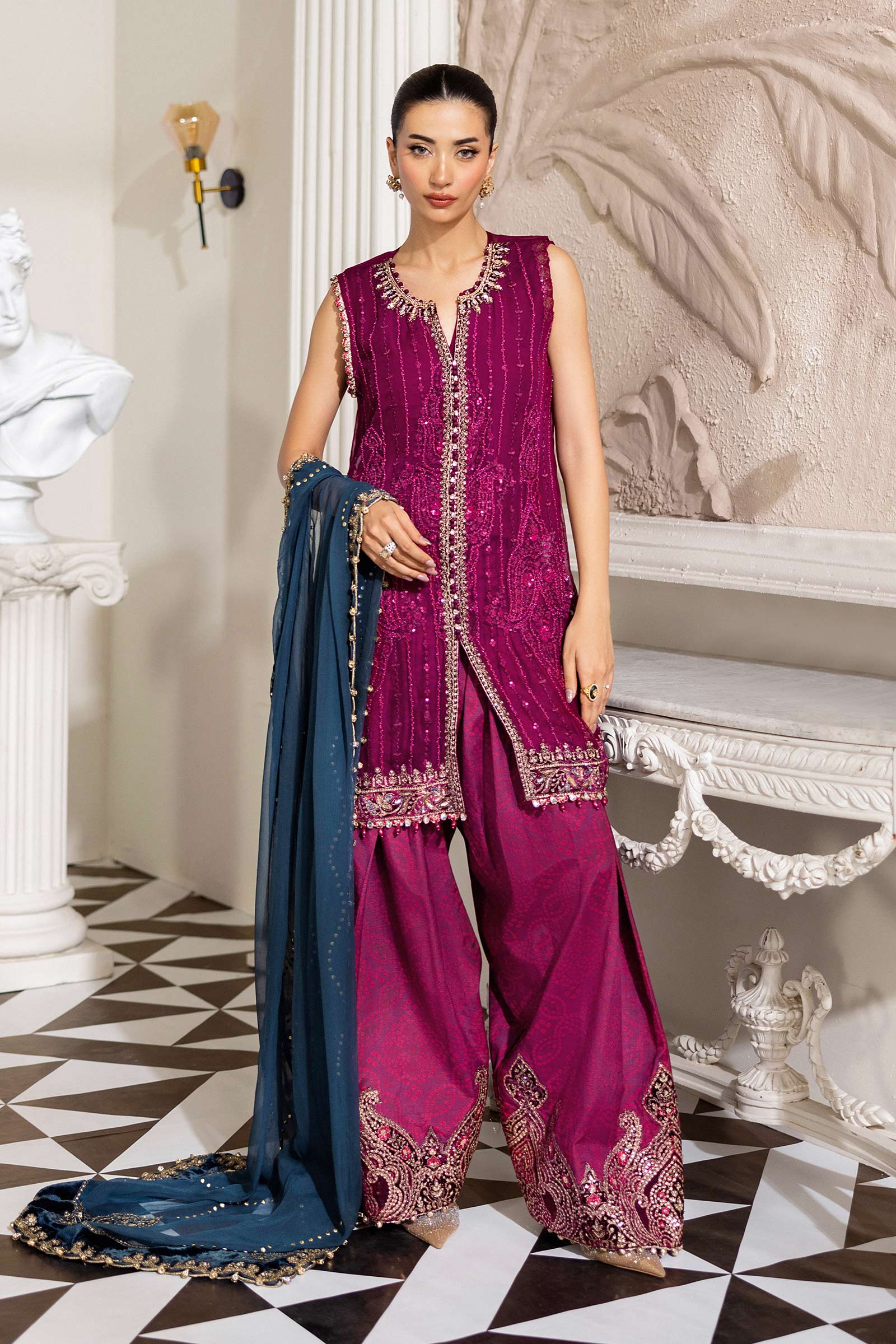 MPC-25-102-Unstitched Embroidered Chiffon Suit Maria B 2025 - Image 3