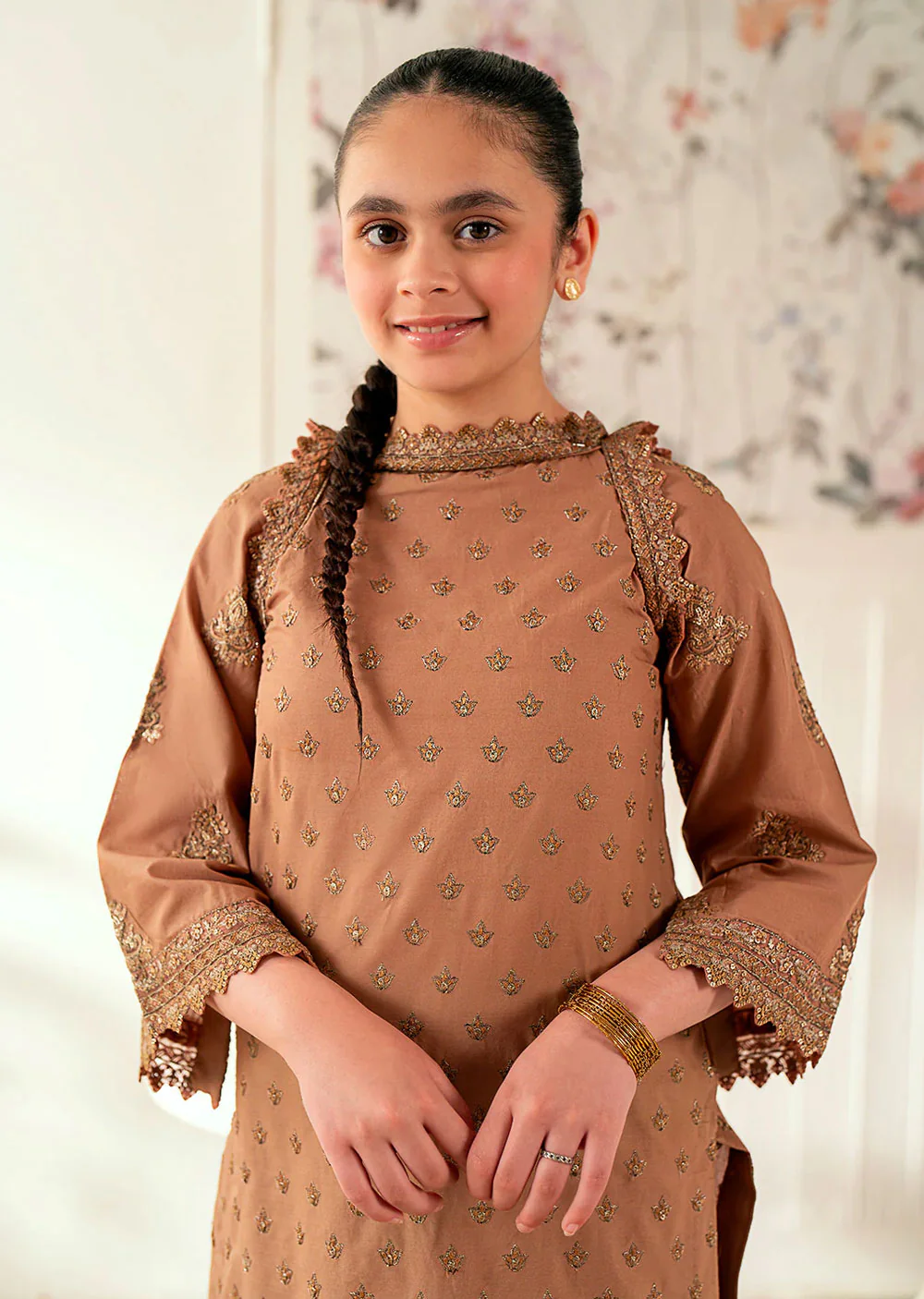 MS-24604 Brown Kids Designer Sharara Suit - Image 2