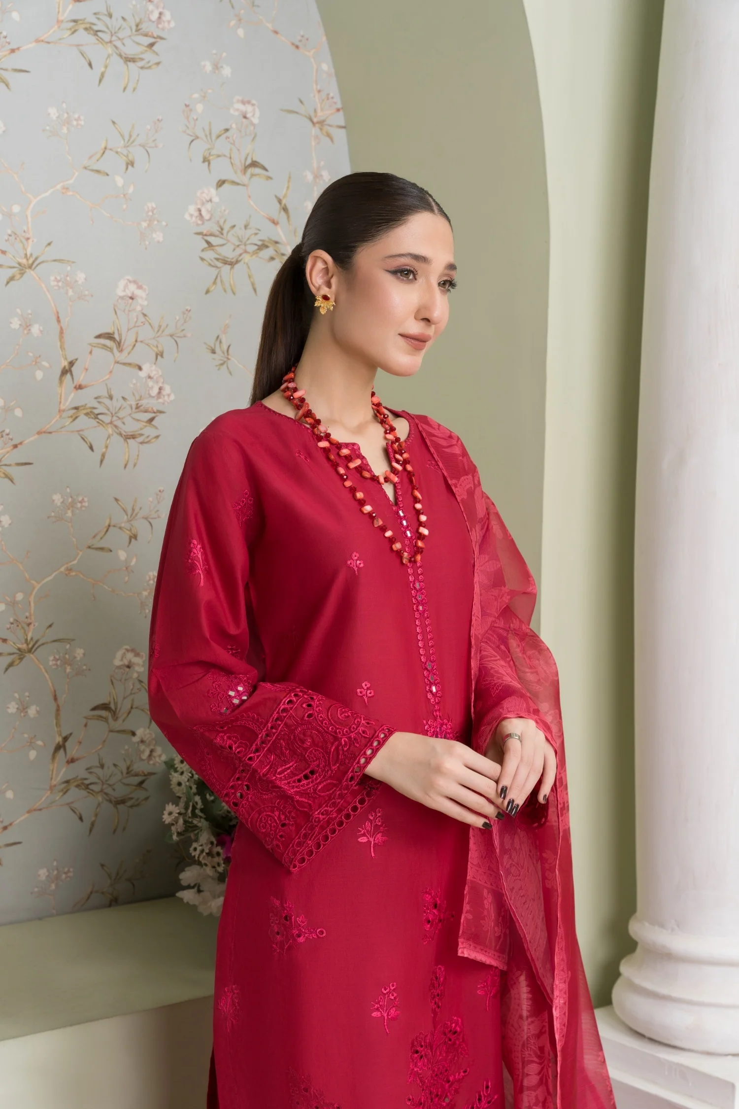 MSBMT-17 - Vanzila - Red Readymade Outfit - 3 Piece Suit 2025 - Image 3