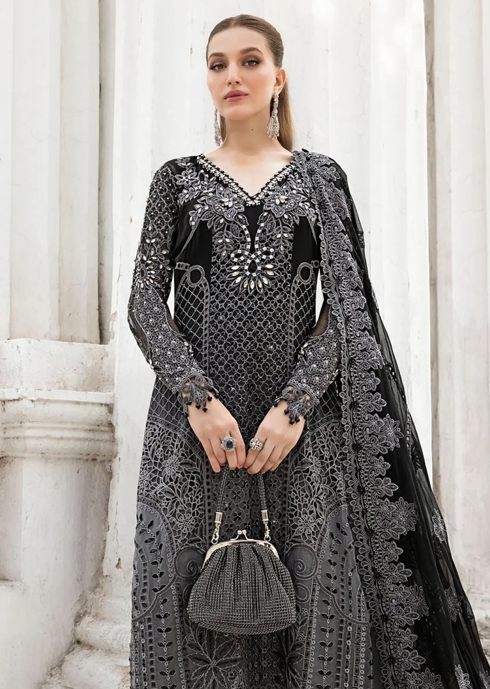 MPC-24-101 - Unstitched - Maria B Embroidered Chiffon 2024 - Image 2