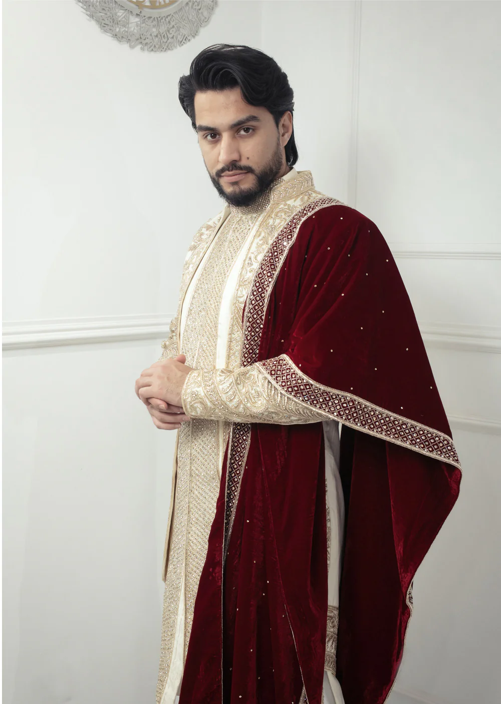 MSFF0018 Grooms Cream Sherwani Set - Image 4