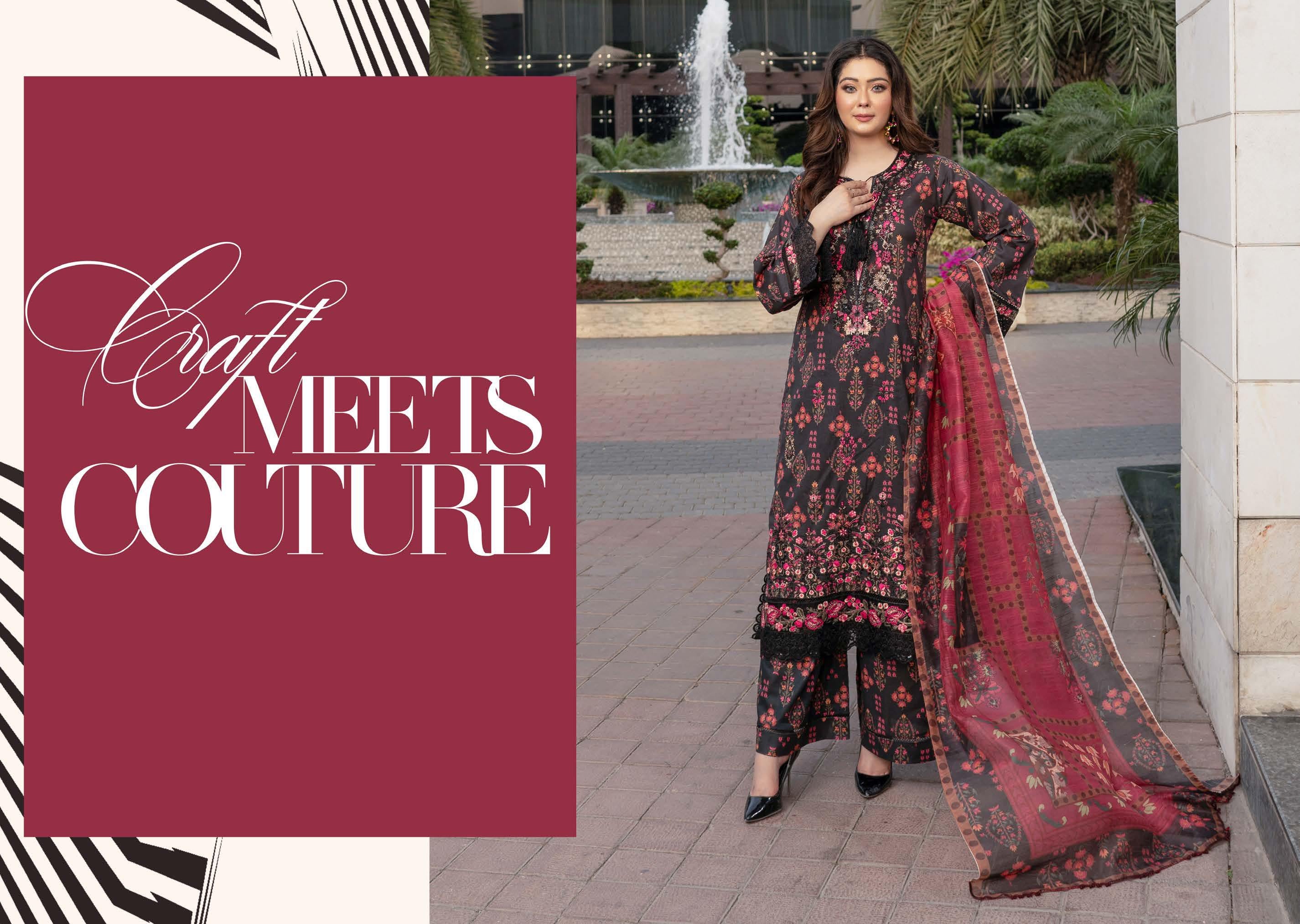 MSSL-07 Black Munira Digital lawn Suit - Image 4