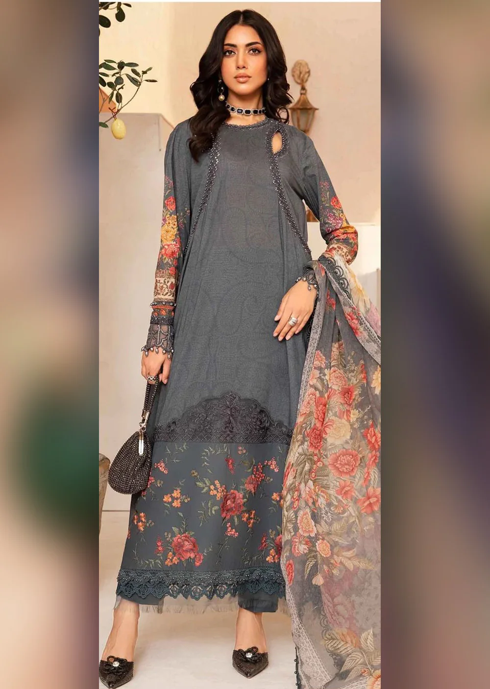 MTYC-02 - Grey - Maria B Inspired Dhanak Suit 2025