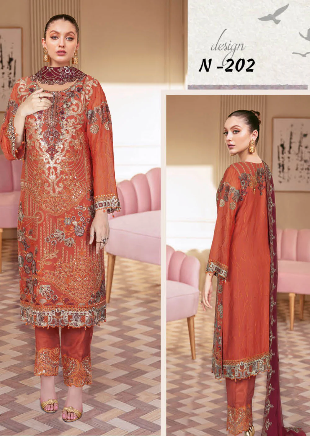 N-202-R - Readymade - Nayab Weightless Chiffon Collection Vol 2