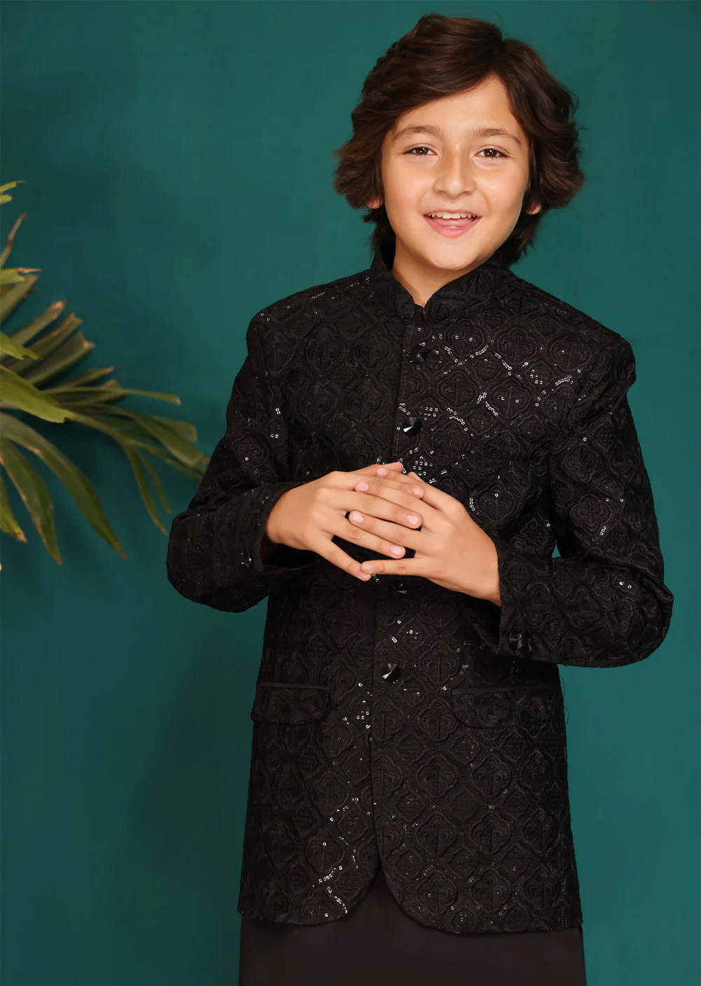 NF2101 Father & Son Black Prince Coat - Image 2