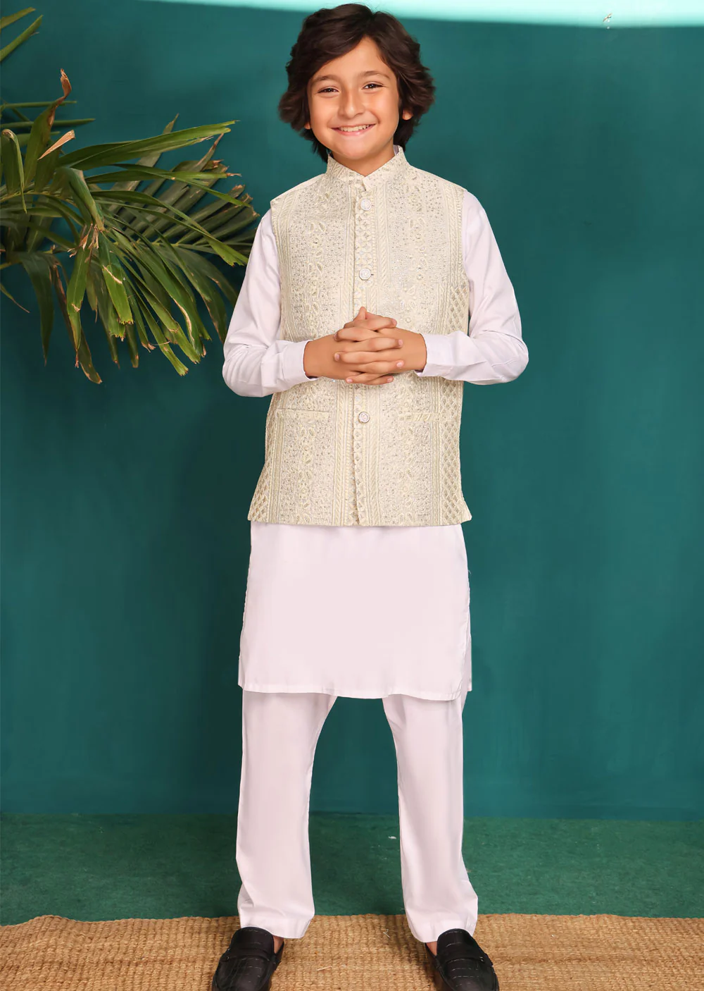 NF2105 Father & Son Off White Waist Coat - Image 3