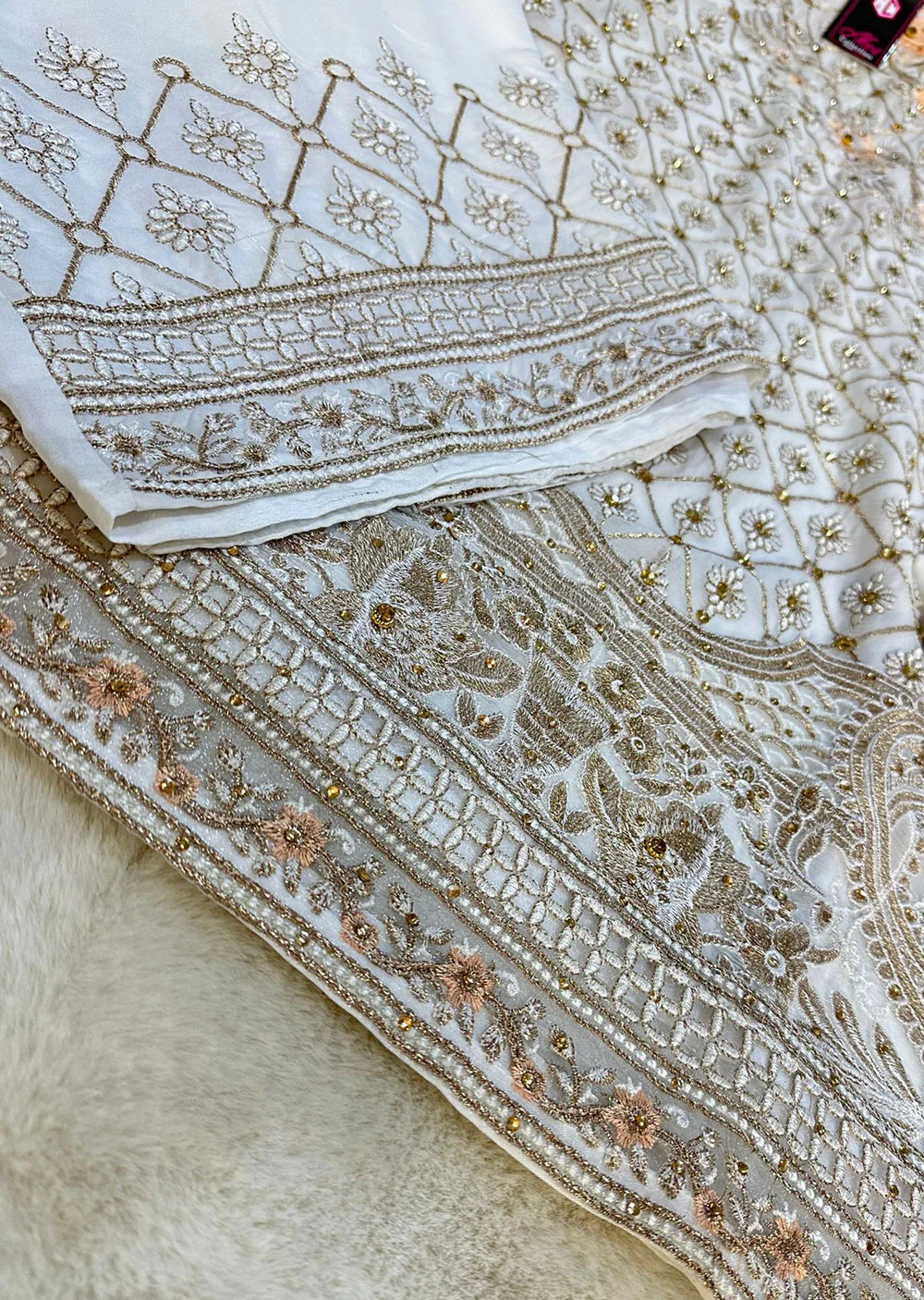 NR8207 Readymade White Chiffon Suit - Image 2