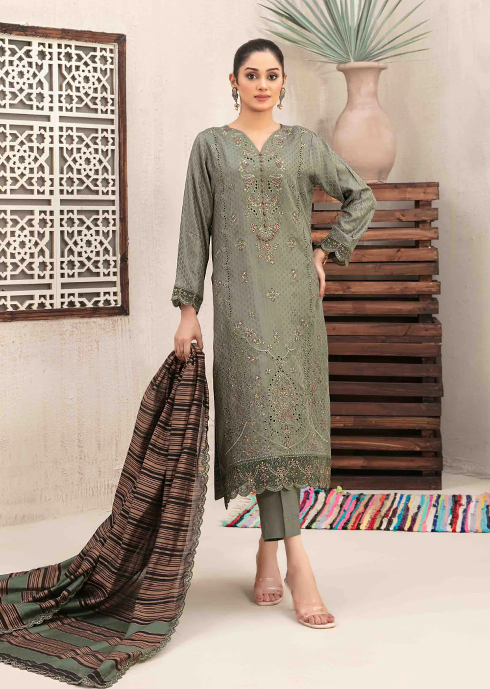 NTR-5264 - Unstitched - Nurten Fancy Embroidered Viscose Suit 2025
