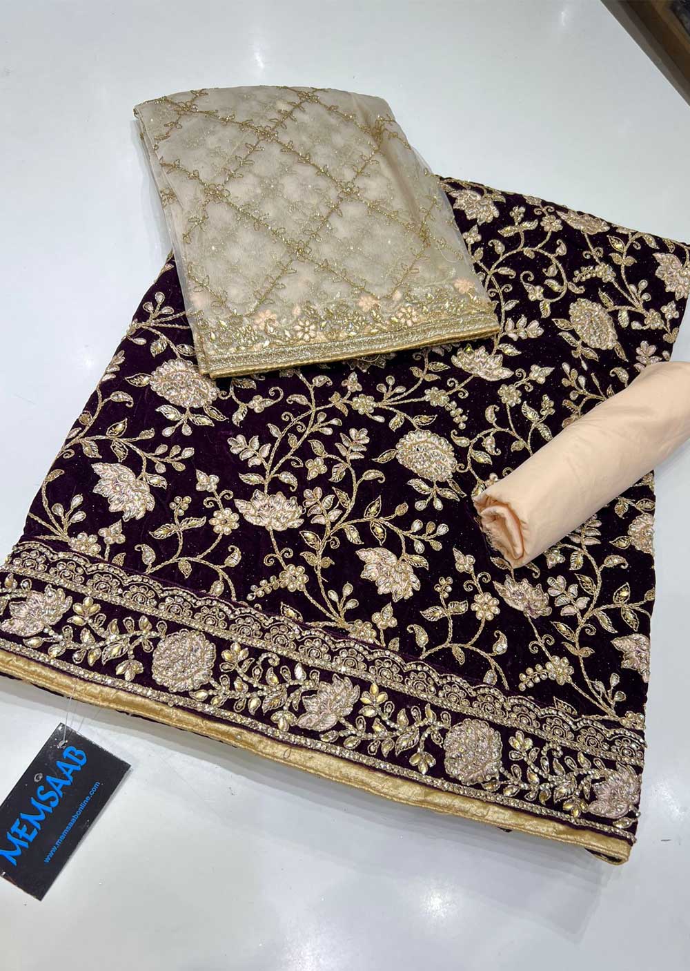 OP1742 Purple Unstitched Velvet Suit