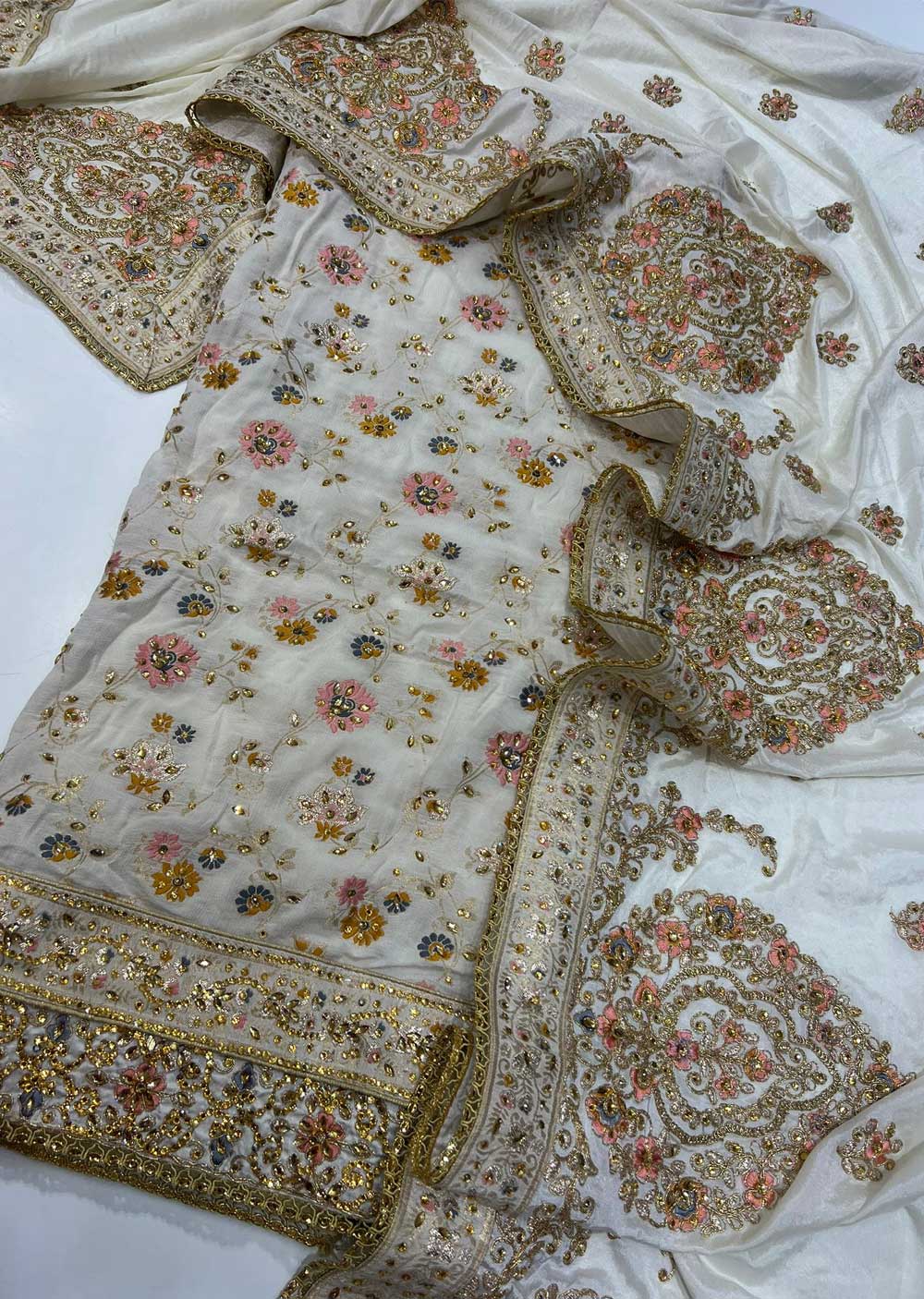 OP3982 Off White Unstitched Silk Suit