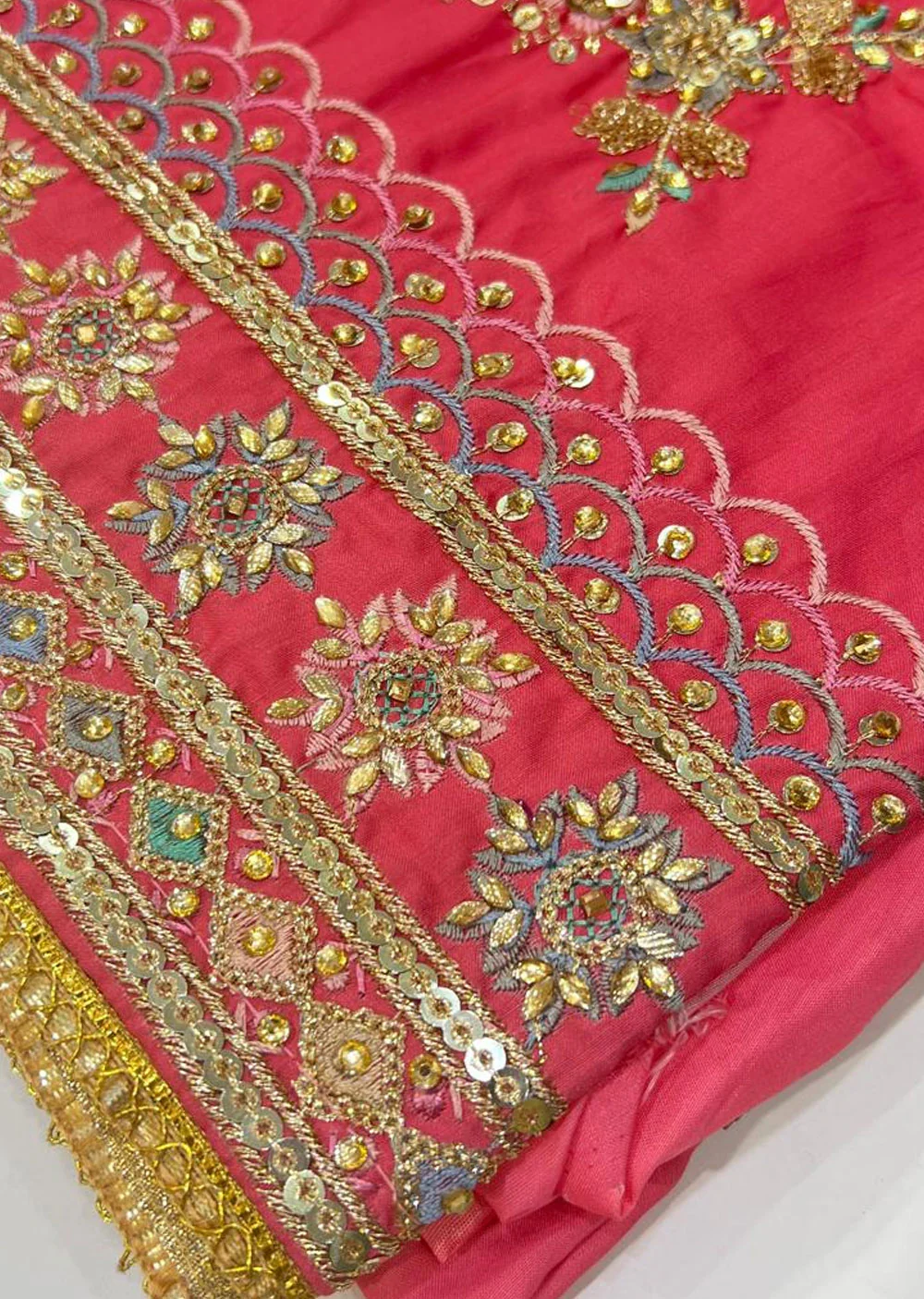 OP4057 Coral Unstitched Silk Suit - Image 2