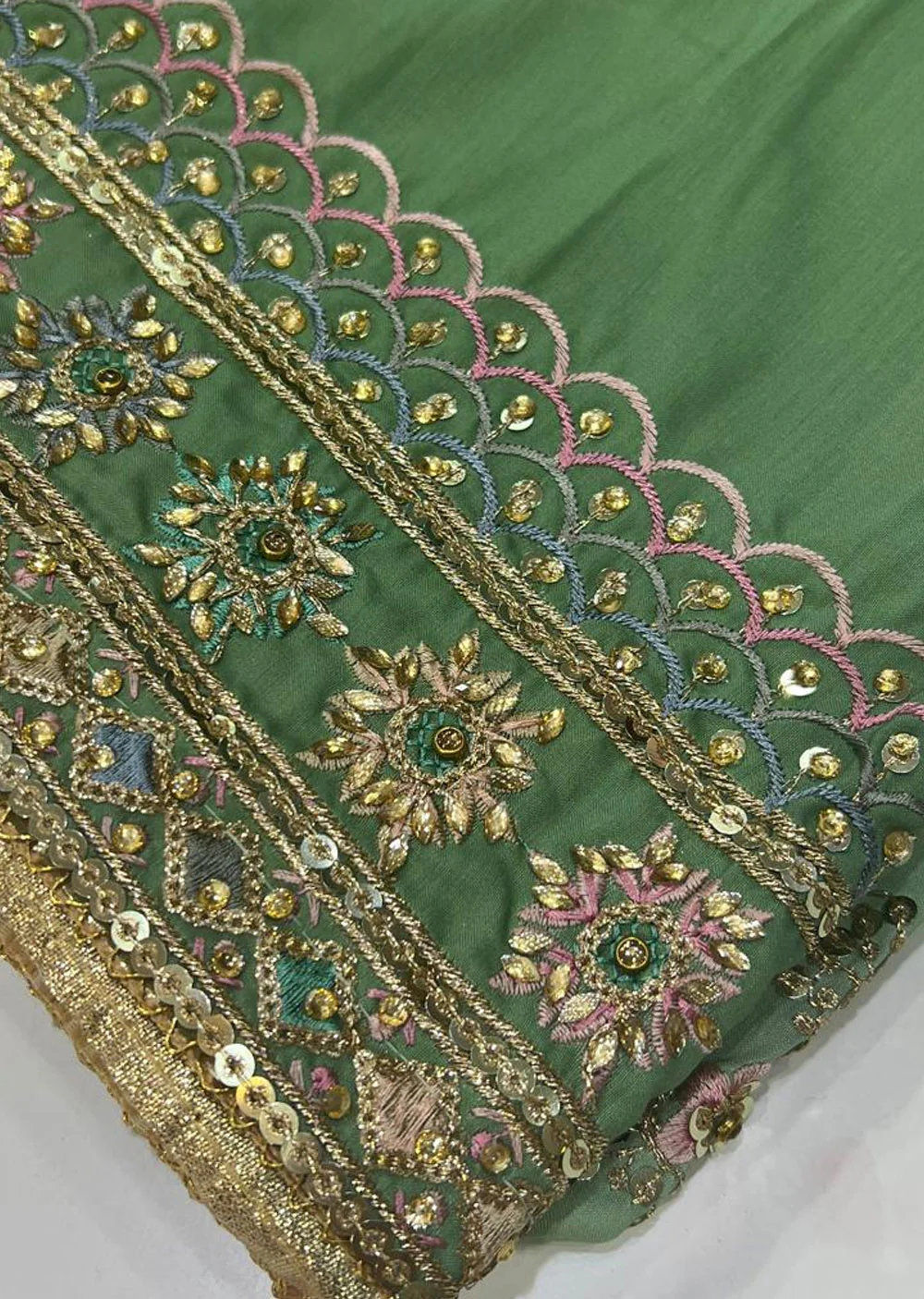 OP4057 Mint Unstitched Silk Suit - Image 2