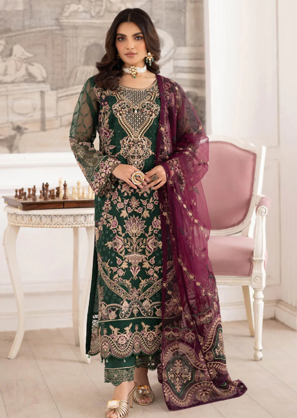 P-208- Ready Made - Dastoor by Ramsha Luxury Organza Vol 2