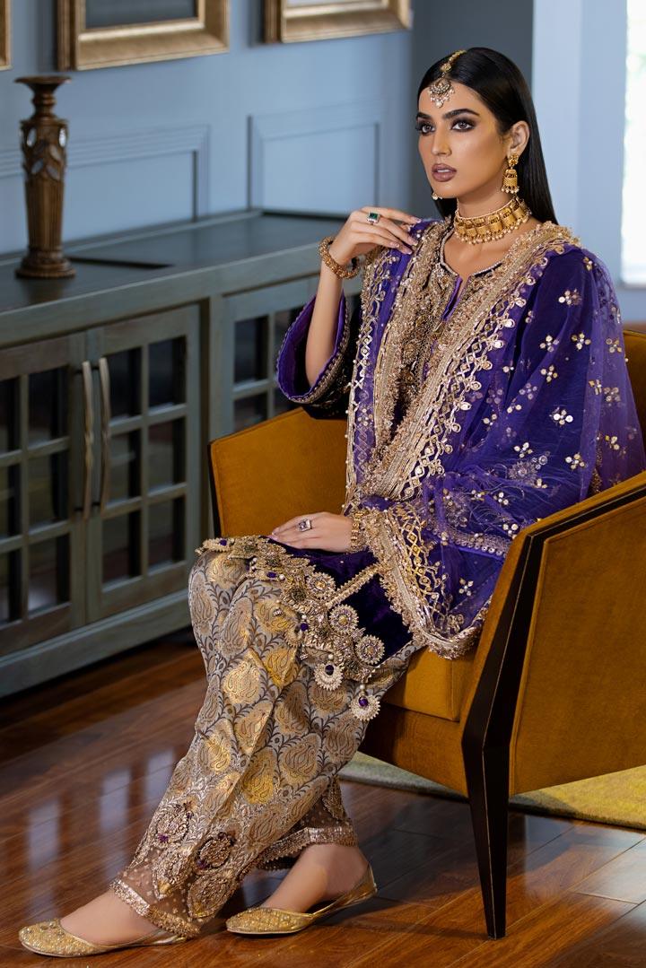 P-225 Indigo Velvet Readymade Khuda Ameer Creations 2024 - Image 5