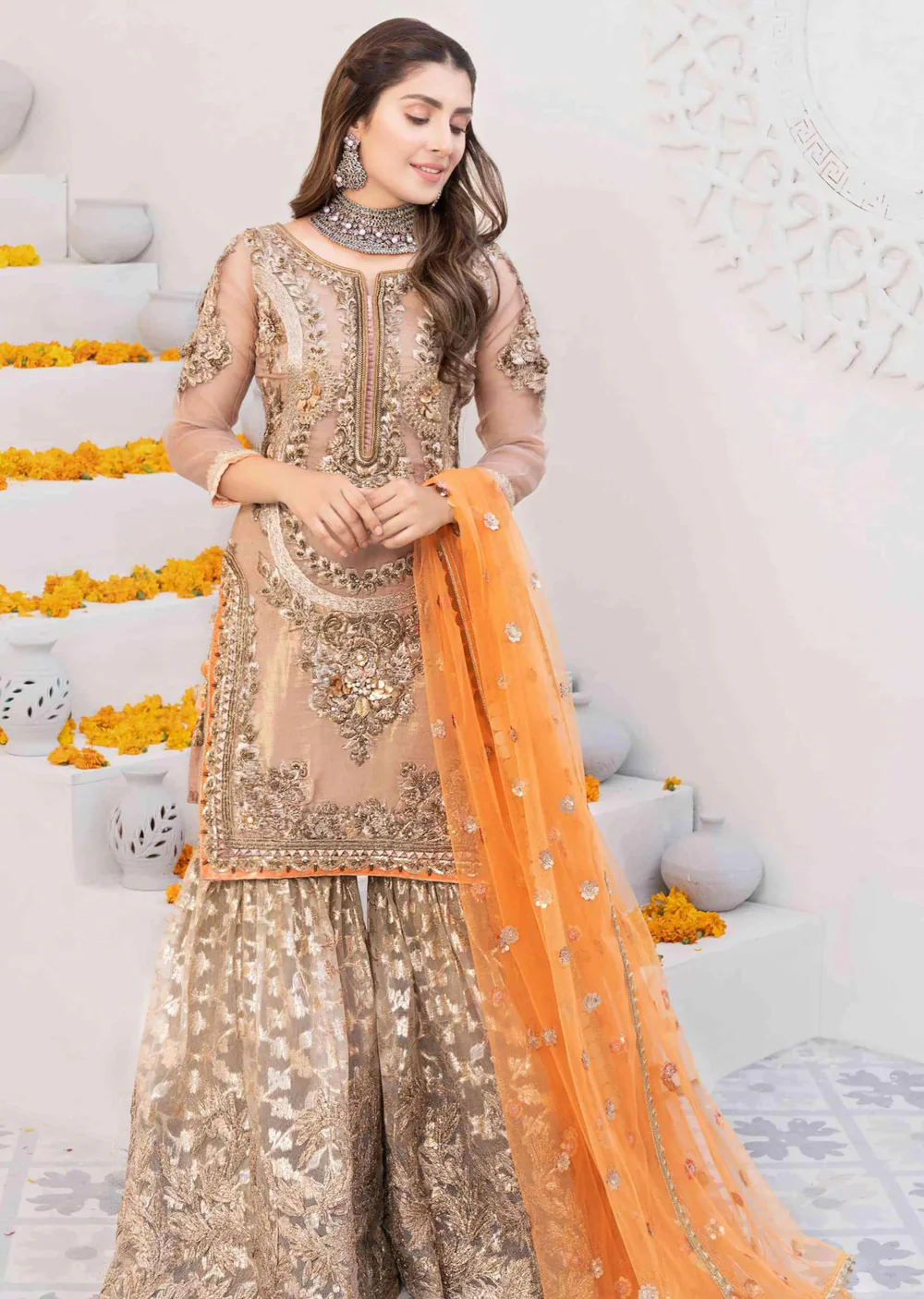 Z-225 -gold Readymade - Khuda Ameer Creations 2024