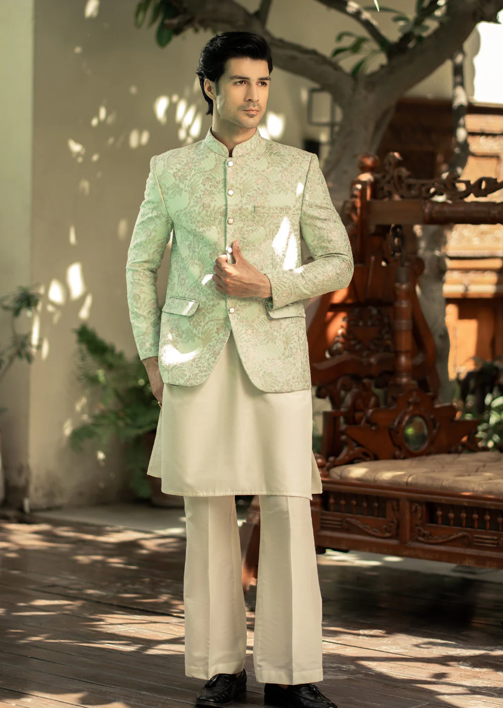 PC-569 - Readymade Mens Embroidered Prince Coat - Image 2