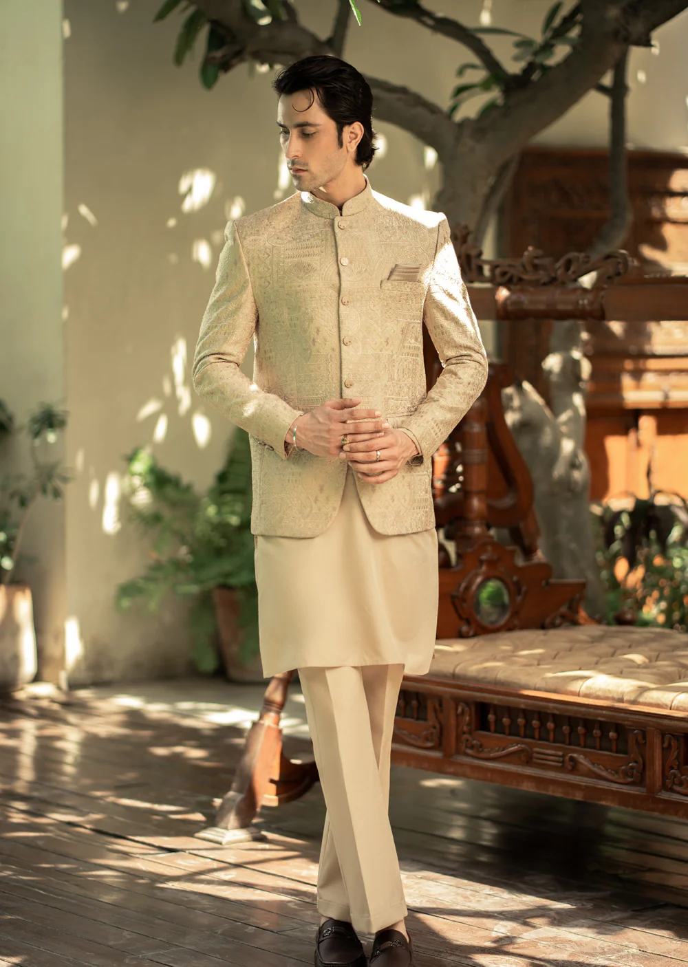 PC-578 - Readymade Mens Embroidered Prince Coat - Image 2